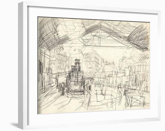 La Gare Saint-Lazare (On the Suburban Side) (Pencil on Paper)-Claude Monet-Framed Giclee Print