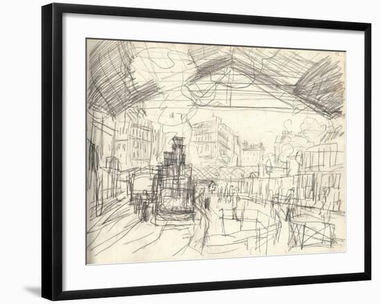 La Gare Saint-Lazare (On the Suburban Side) (Pencil on Paper)-Claude Monet-Framed Giclee Print