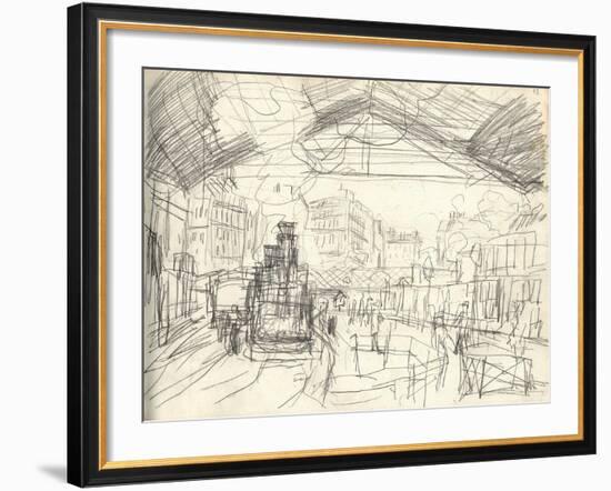 La Gare Saint-Lazare (On the Suburban Side) (Pencil on Paper)-Claude Monet-Framed Giclee Print