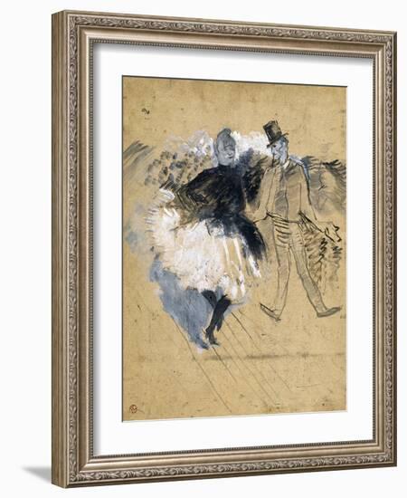 La Goulue and Valentin La Desossee-Henri de Toulouse-Lautrec-Framed Giclee Print