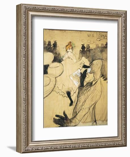 La Goulue and Valentin Le Desosse at the "Moulin Rouge"-Henri de Toulouse-Lautrec-Framed Art Print