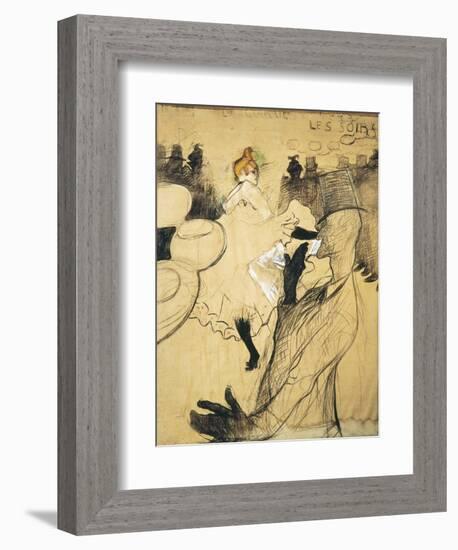 La Goulue and Valentin Le Desosse at the "Moulin Rouge"-Henri de Toulouse-Lautrec-Framed Art Print