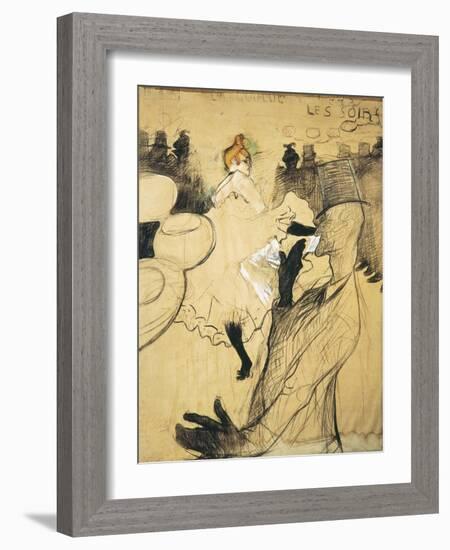 La Goulue and Valentin Le Desosse at the "Moulin Rouge"-Henri de Toulouse-Lautrec-Framed Art Print