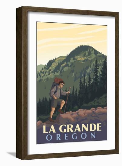 La Grande, Oregon - Mountain Hiker-Lantern Press-Framed Art Print