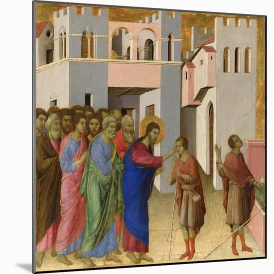 La Guerison D'un Homme Ne Aveugle. Peinture De Duccio Di Buoninsegna (1260-1318), Tempera Sur Bois,-Duccio Di buoninsegna-Mounted Giclee Print