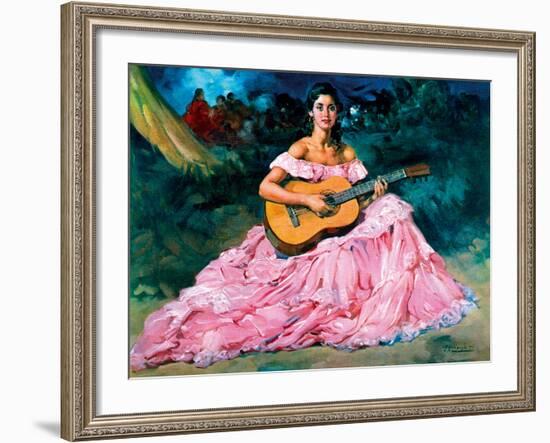 La Guitarista-Fransisco R S Clemente-Framed Giclee Print