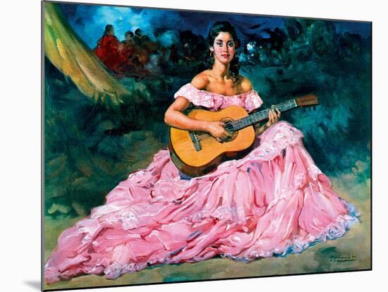 La Guitarista-Fransisco R S Clemente-Mounted Giclee Print