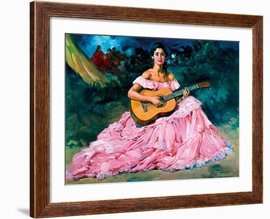 La Guitarista-Fransisco R S Clemente-Framed Giclee Print