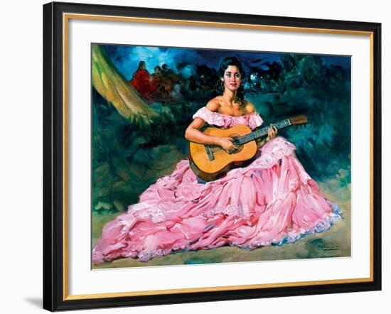 La Guitarista-Fransisco R S Clemente-Framed Giclee Print