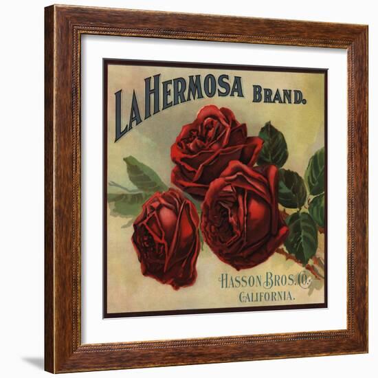 La Hermosa Brand - California - Citrus Crate Label-Lantern Press-Framed Art Print