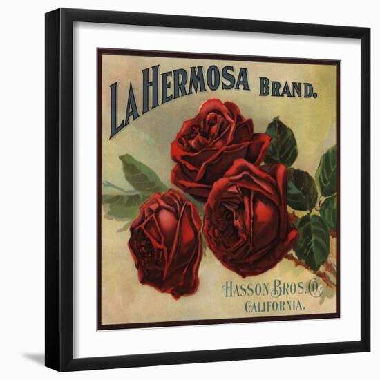 La Hermosa Brand - California - Citrus Crate Label-Lantern Press-Framed Art Print