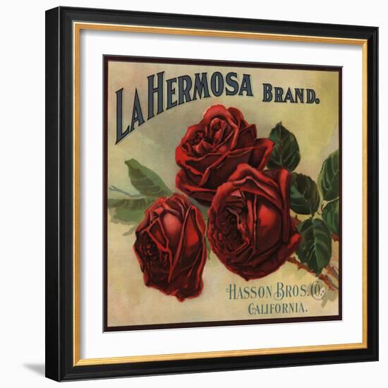 La Hermosa Brand - California - Citrus Crate Label-Lantern Press-Framed Art Print