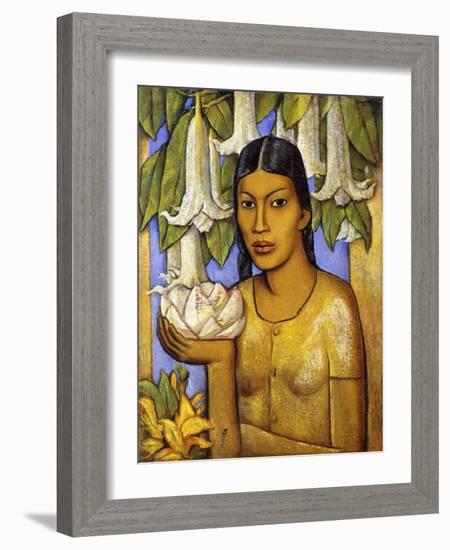 La India De Las Floripondias; La India De Las Floripondias, (Oil on Canvas)-Alfredo Ramos Martinez-Framed Giclee Print