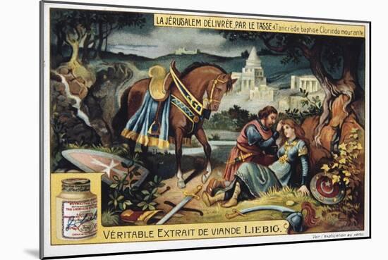 La Jerusalem Deliveree Par Le Tasse, Tancrede Baptises the Dying Clorinde, 19th Century-null-Mounted Giclee Print