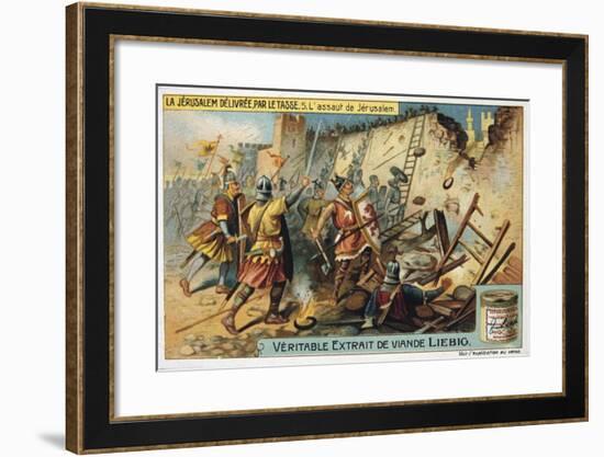 La Jerusalem Deliveree Par Le Tasse, the Assault on Jerusalem, 19th Century-null-Framed Giclee Print