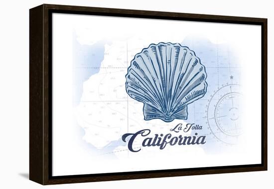 La Jolla, California - Scallop Shell - Blue - Coastal Icon-Lantern Press-Framed Stretched Canvas