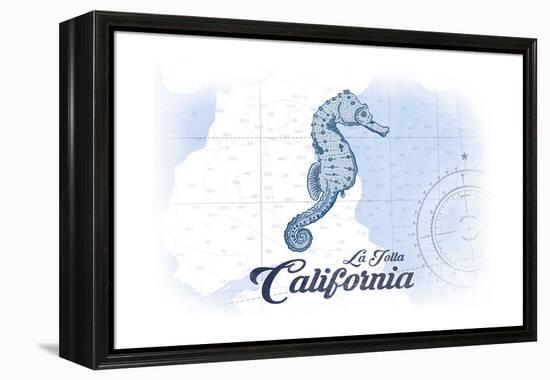 La Jolla, California - Seahorse - Blue - Coastal Icon-Lantern Press-Framed Stretched Canvas