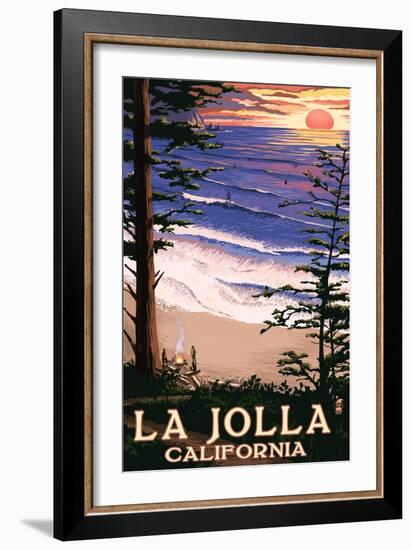 La Jolla, California - Sunset Beach-Lantern Press-Framed Art Print