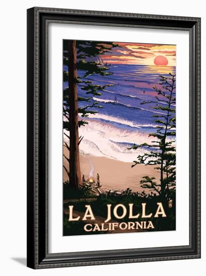 La Jolla, California - Sunset Beach-Lantern Press-Framed Art Print