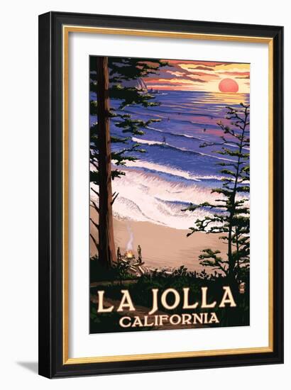 La Jolla, California - Sunset Beach-Lantern Press-Framed Art Print