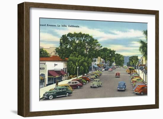 La Jolla, California - View Down Girard Avenue-Lantern Press-Framed Art Print