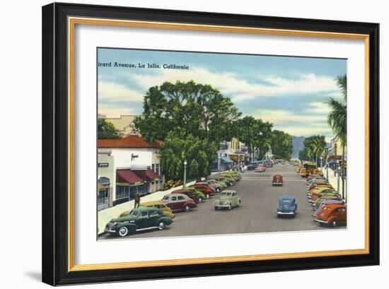 La Jolla, California - View Down Girard Avenue-Lantern Press-Framed Art Print