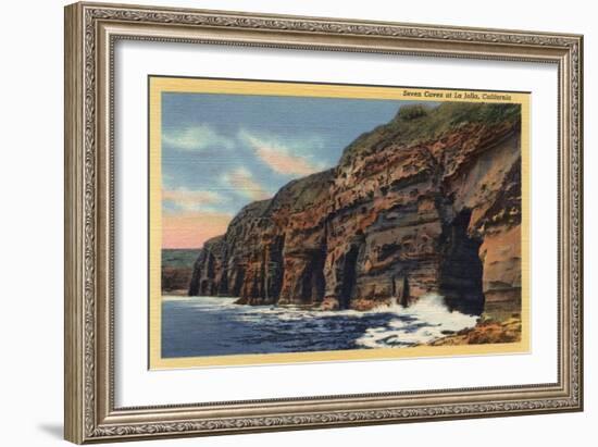 La Jolla, California - View of the Seven Caves-Lantern Press-Framed Art Print