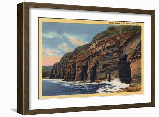 La Jolla, California - View of the Seven Caves-Lantern Press-Framed Art Print