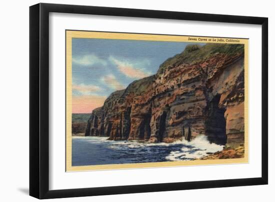 La Jolla, California - View of the Seven Caves-Lantern Press-Framed Art Print