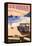 La Jolla, California - Woody on Beach-Lantern Press-Framed Stretched Canvas