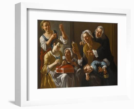 La Lecon De Couture - the Sewing Lesson Par Traversi, Gaspare (1732-1769). Oil on Canvas, Size : 13-Gaspare Traversi-Framed Giclee Print