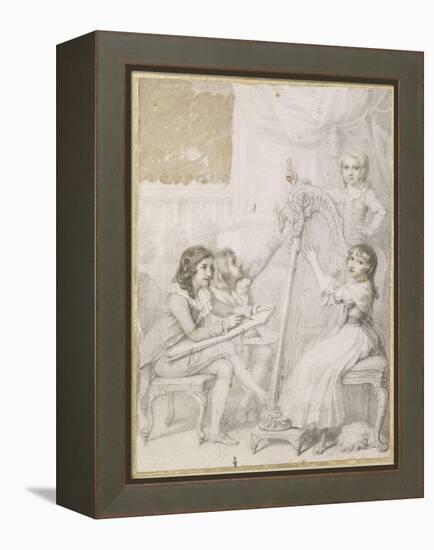 La leçon de dessin et de musique-Richard Cosway-Framed Premier Image Canvas