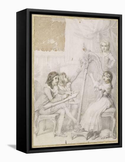 La leçon de dessin et de musique-Richard Cosway-Framed Premier Image Canvas