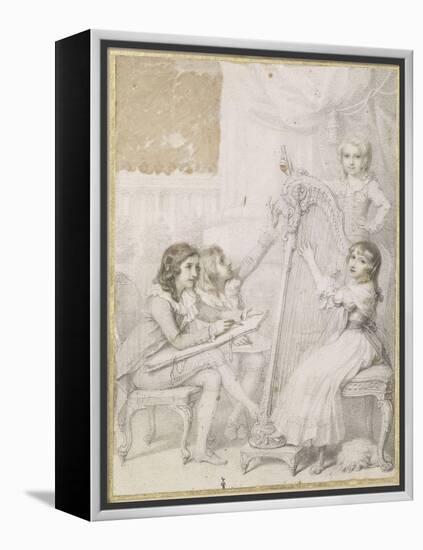 La leçon de dessin et de musique-Richard Cosway-Framed Premier Image Canvas