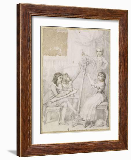 La leçon de dessin et de musique-Richard Cosway-Framed Giclee Print