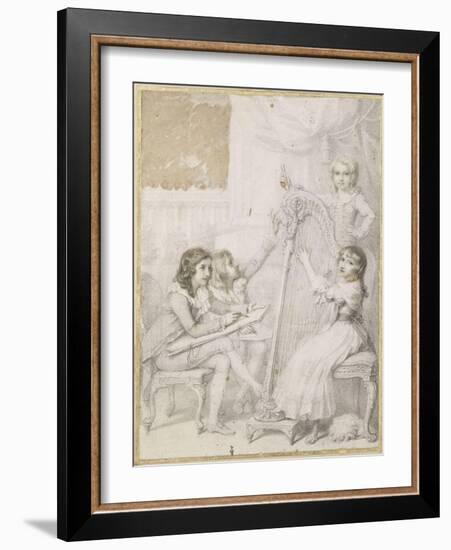 La leçon de dessin et de musique-Richard Cosway-Framed Giclee Print