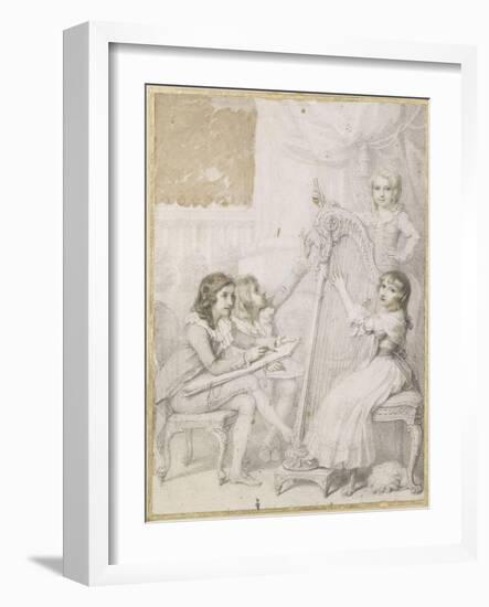 La leçon de dessin et de musique-Richard Cosway-Framed Giclee Print