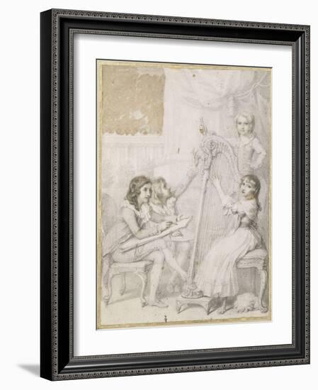 La leçon de dessin et de musique-Richard Cosway-Framed Giclee Print