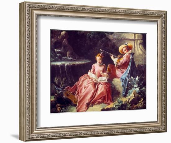 La Lecon De Musique Painting by Francois Boucher (1703-1770). 18Th Century. Paris. Musee Cognacq Ja-Francois Boucher-Framed Giclee Print