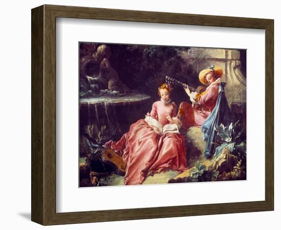 La Lecon De Musique Painting by Francois Boucher (1703-1770). 18Th Century. Paris. Musee Cognacq Ja-Francois Boucher-Framed Giclee Print