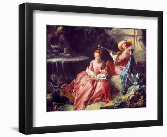 La Lecon De Musique Painting by Francois Boucher (1703-1770). 18Th Century. Paris. Musee Cognacq Ja-Francois Boucher-Framed Giclee Print