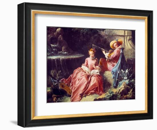 La Lecon De Musique Painting by Francois Boucher (1703-1770). 18Th Century. Paris. Musee Cognacq Ja-Francois Boucher-Framed Giclee Print