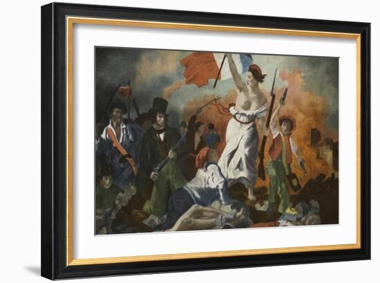 La Liberte Guidant Le Peuple (Liberty Guiding the People) (Colour Litho)-Ferdinand Victor Eugene Delacroix-Framed Giclee Print