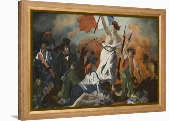 La Liberte Guidant Le Peuple (Liberty Guiding the People) (Colour Litho)-Ferdinand Victor Eugene Delacroix-Framed Premier Image Canvas