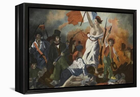 La Liberte Guidant Le Peuple (Liberty Guiding the People) (Colour Litho)-Ferdinand Victor Eugene Delacroix-Framed Premier Image Canvas
