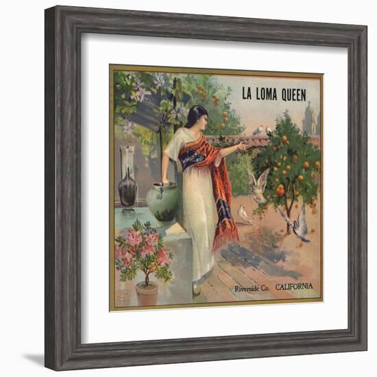 La Loma Queen Brand - Riverside, California - Citrus Crate Label-Lantern Press-Framed Art Print