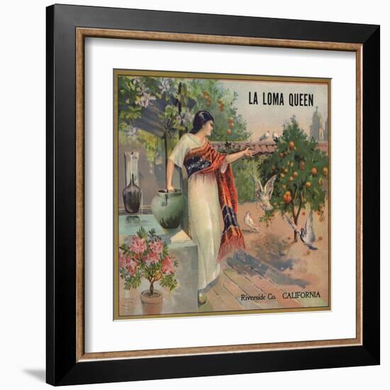 La Loma Queen Brand - Riverside, California - Citrus Crate Label-Lantern Press-Framed Art Print