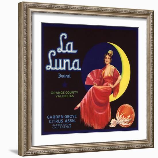 La Luna Brand - Garden Grove, California - Citrus Crate Label-Lantern Press-Framed Art Print