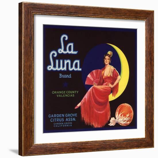 La Luna Brand - Garden Grove, California - Citrus Crate Label-Lantern Press-Framed Art Print