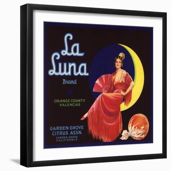 La Luna Brand - Garden Grove, California - Citrus Crate Label-Lantern Press-Framed Art Print